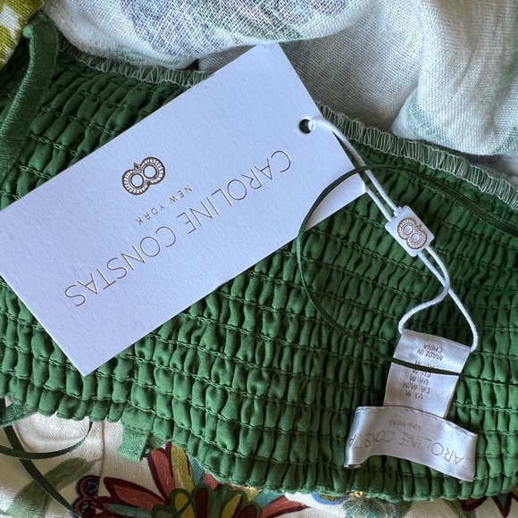 NWT Caroline Constas White and Green Halter Sundress Resort Wear - Picture 6 of 8